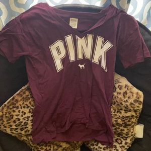 like new size xs victoria’s secret “PINK” maroon red t shirt